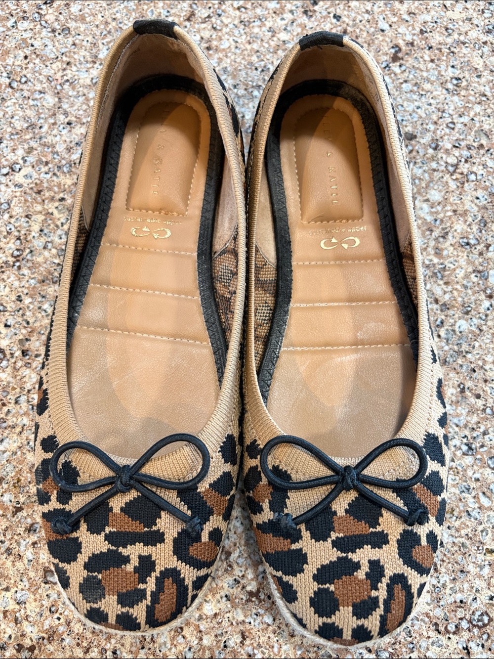 Kelly & Katie Leopard Ballet Flats Women’s 7 Animal Print Bow Square Toe
